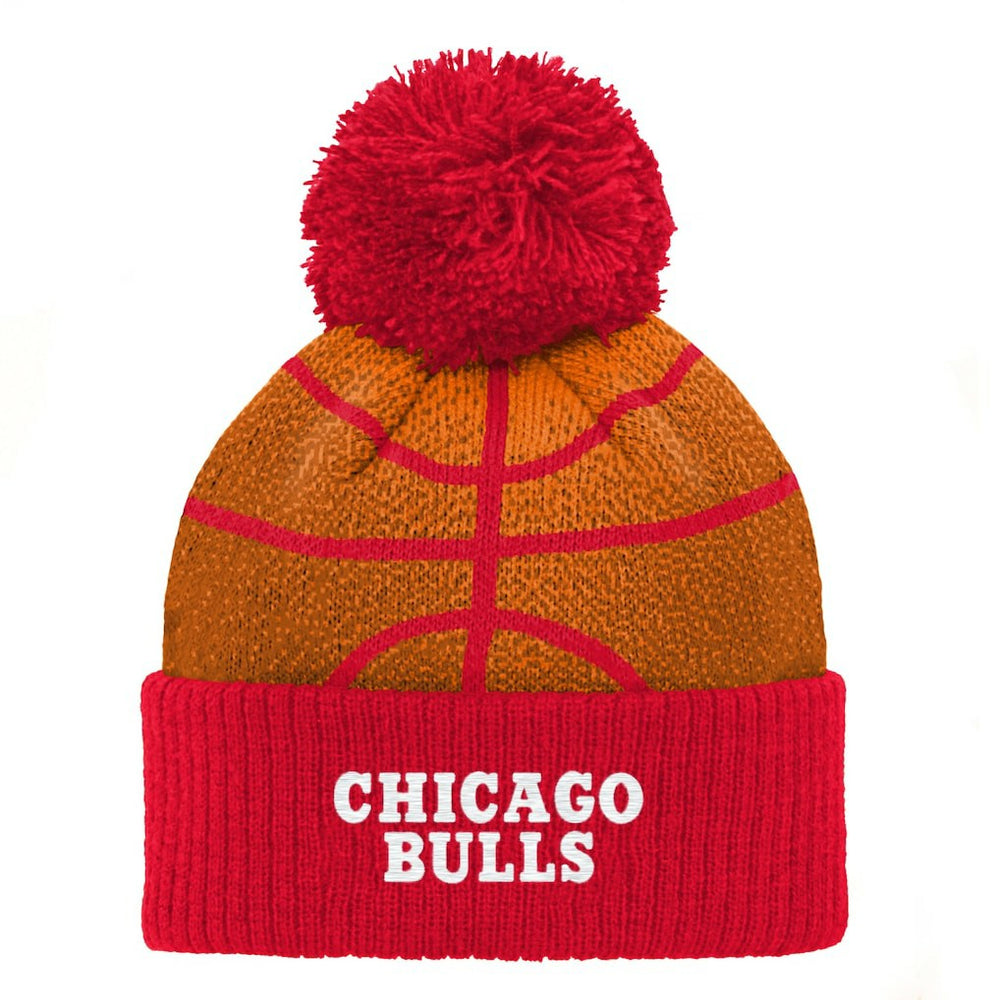 Red Chicago Bulls Preschool Basketball Head Cuffed Knit Hat with Pom | NBA