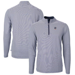 Chicago Cubs Cutter & Buck Americana Logo Virtue Eco Pique Stripe Recycled Quarter-Zip Pullover Top - MLB Pullover