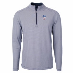 New York Mets Cutter & Buck Americana Logo Virtue Eco Pique Stripe Recycled Quarter-Zip Pullover Top - MLB Pullover
