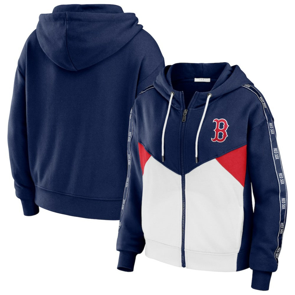 Boston Red Sox WEAR by Erin Andrews Women's  Color Block Full-Zip Hoodie - MLB Hoodies