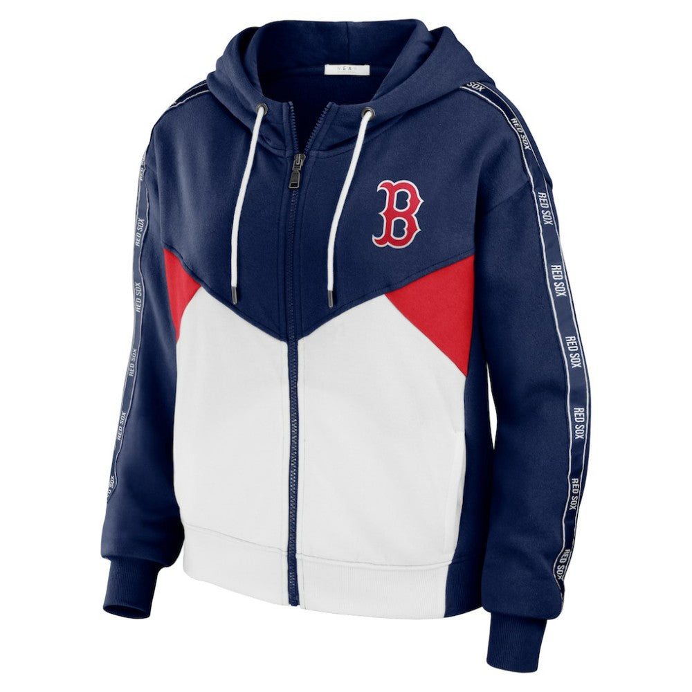 Boston Red Sox WEAR by Erin Andrews Women's  Color Block Full-Zip Hoodie - MLB Hoodies