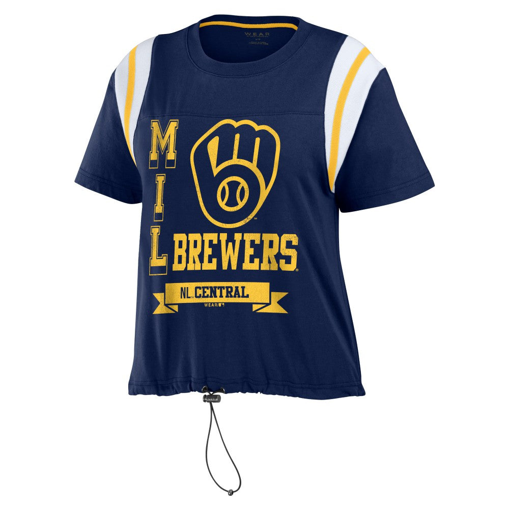 Milwaukee Brewers WEAR by Erin Andrews Women's Cinched Colorblock T-Shirt - MLB T-shirts