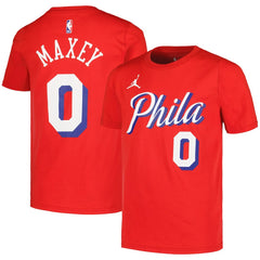 Red Tyrese Maxey Philadelphia 76ers Jordan Brand Youth Name & Number Statement T-Shirt | NBA