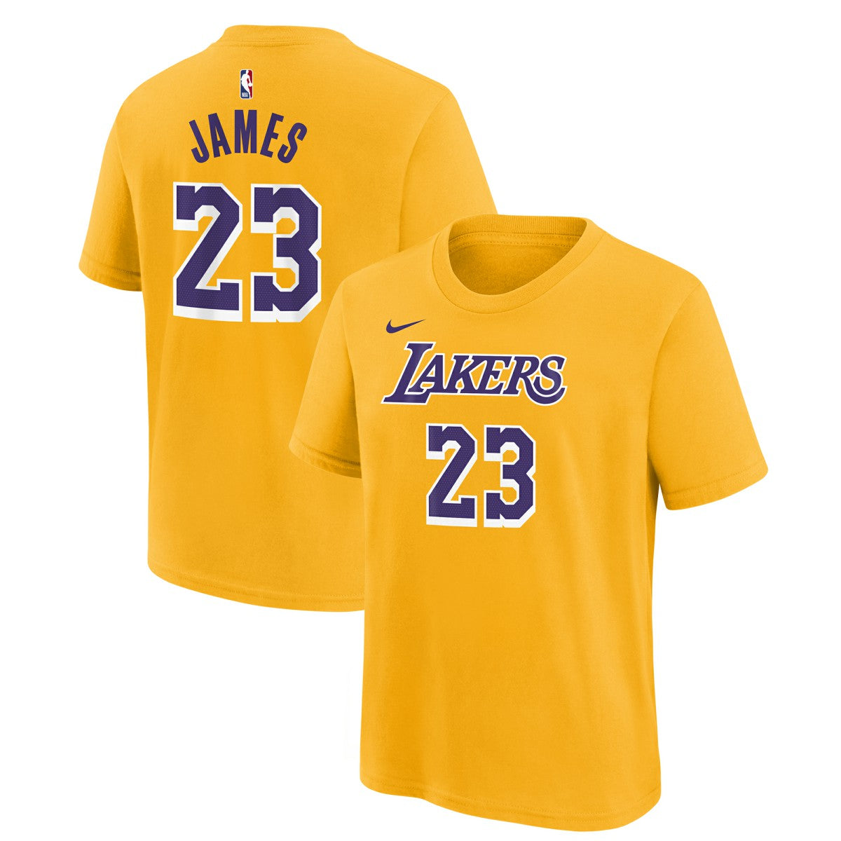 Gold LeBron James Los Angeles Lakers Youth Icon Name & Number T-Shirt | NBA