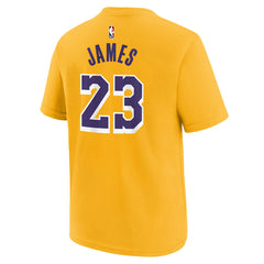 Gold LeBron James Los Angeles Lakers Youth Icon Name & Number T-Shirt | NBA