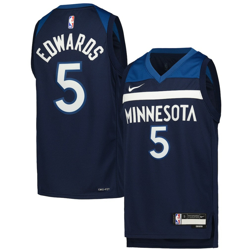 Navy Anthony Edwards Minnesota Timberwolves Youth Swingman Jersey | NBA