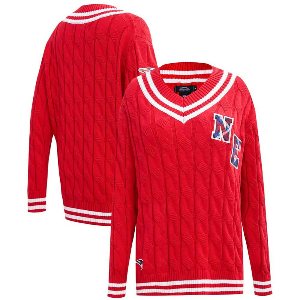 New England Patriots Pro Standard Women's Prep V-Neck Pullover Sweater | NFL Outlet