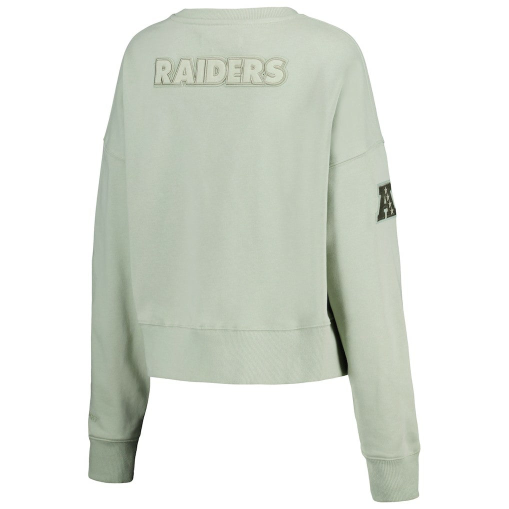 Las Vegas Raiders Pro Standard Women's Oversized Cropped Neutral Pullover Sweatshirt | NFL On sale