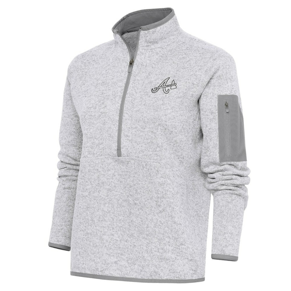 Atlanta Braves Antigua Women's Brushed Metallic Fortune Half-Zip Pullover Jacket - MLB Jackets