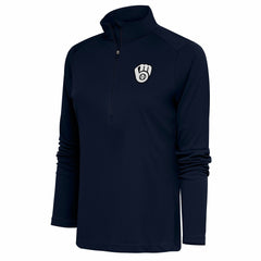 Milwaukee Brewers Antigua Women's Brushed Metallic Tribute Half-Zip Pullover Top - MLB Pullover