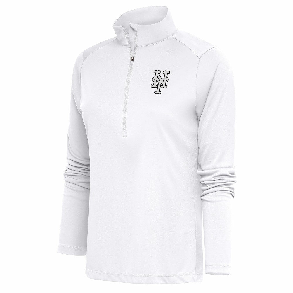 New York Mets Antigua Women's Brushed Metallic Tribute Half-Zip Pullover Top - MLB Pullover