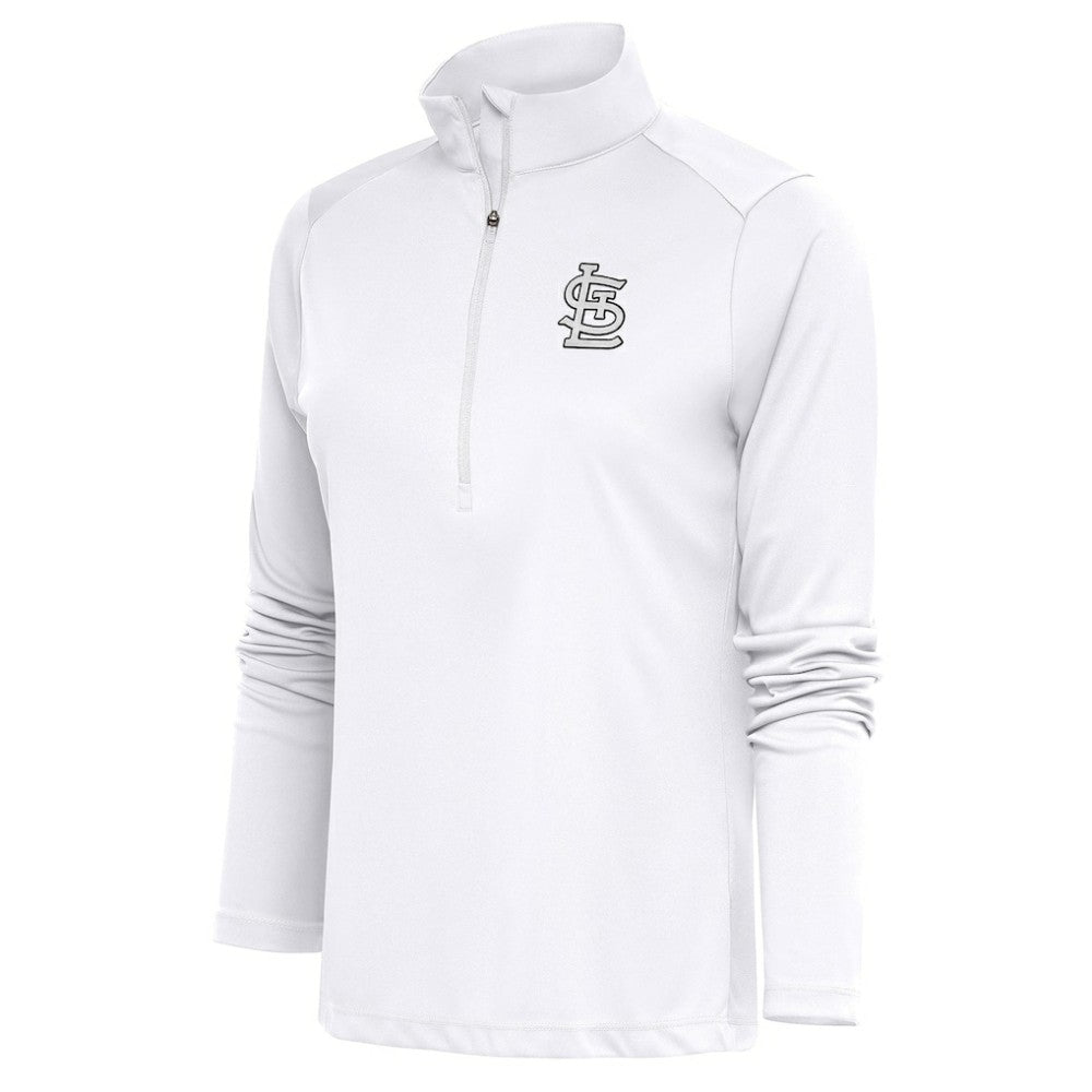 St. Louis Cardinals Antigua Women's Brushed Metallic Tribute Half-Zip Pullover Top - MLB Pullover