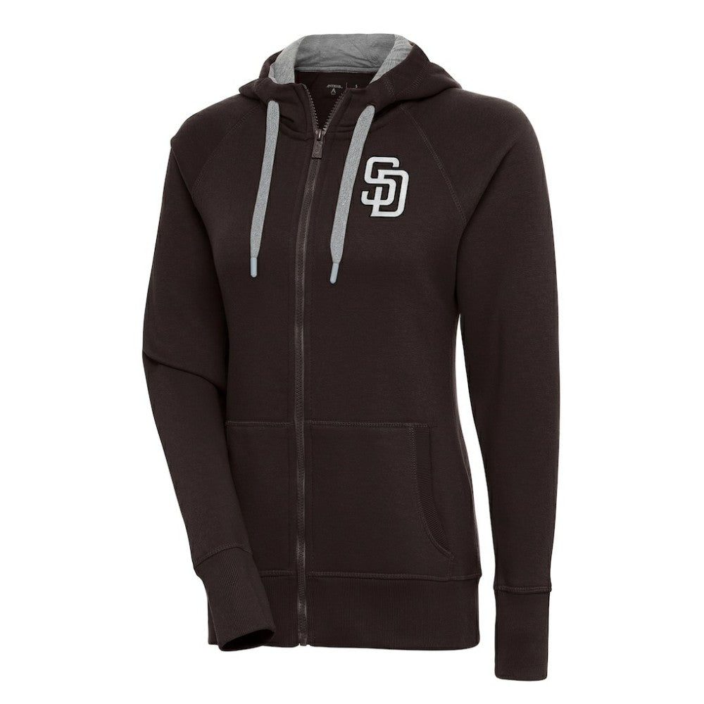 San Diego Padres Antigua Women's Brushed Metallic Victory Full-Zip Hoodie - MLB Hoodies