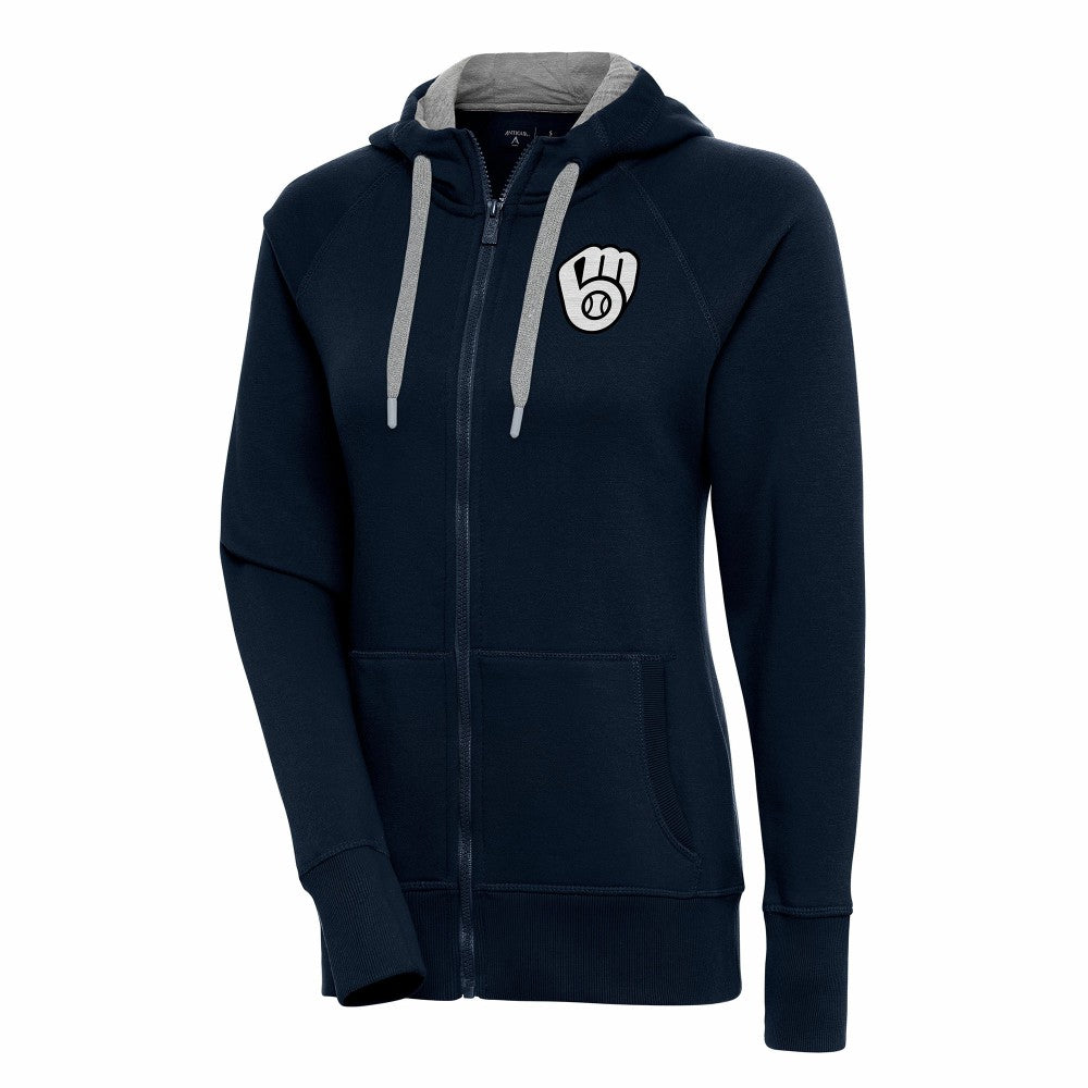 Milwaukee Brewers Antigua Women's Brushed Metallic Victory Full-Zip Hoodie - MLB Hoodies