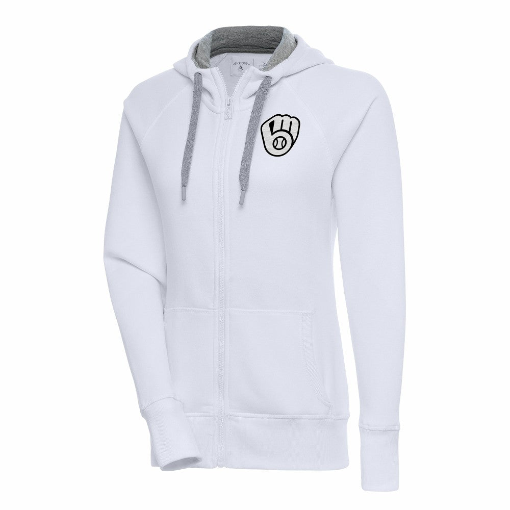 Milwaukee Brewers Antigua Women's Brushed Metallic Victory Full-Zip Hoodie - MLB Hoodies