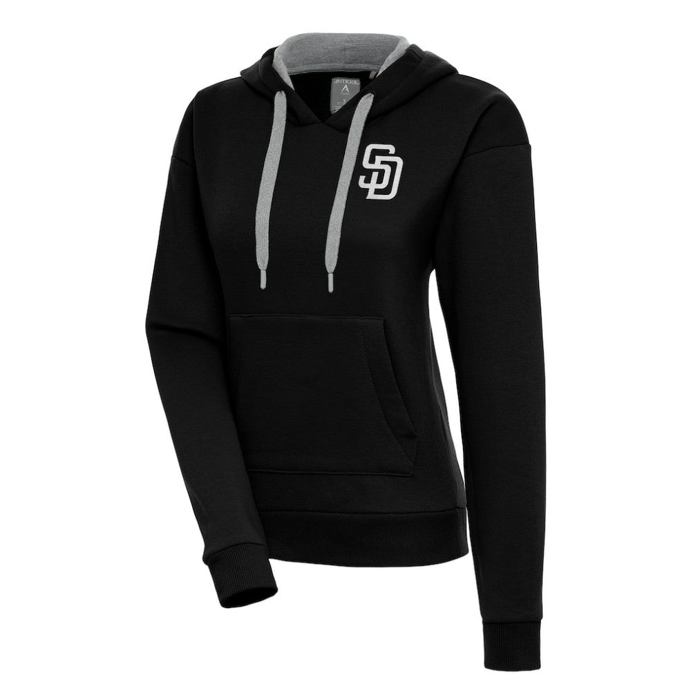 San Diego Padres Antigua Women's Brushed Metallic Victory Pullover Hoodie - MLB Hoodies