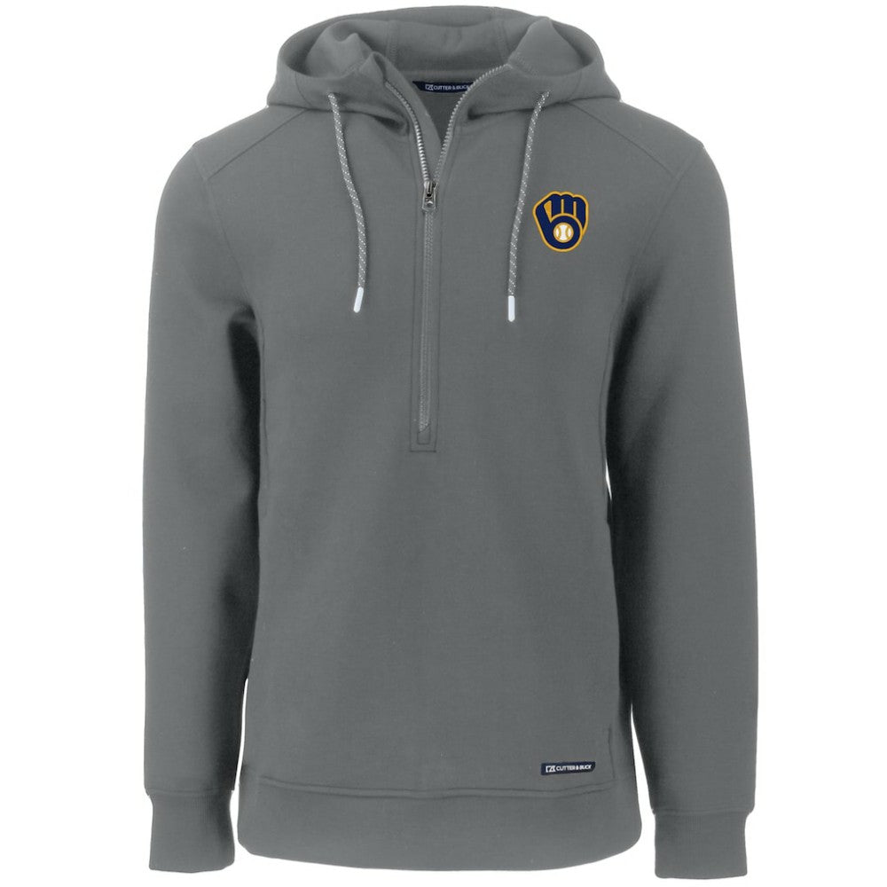 Milwaukee Brewers Cutter & Buck Roam Eco Half-Zip Recycled Pullover Hoodie - MLB Hoodies