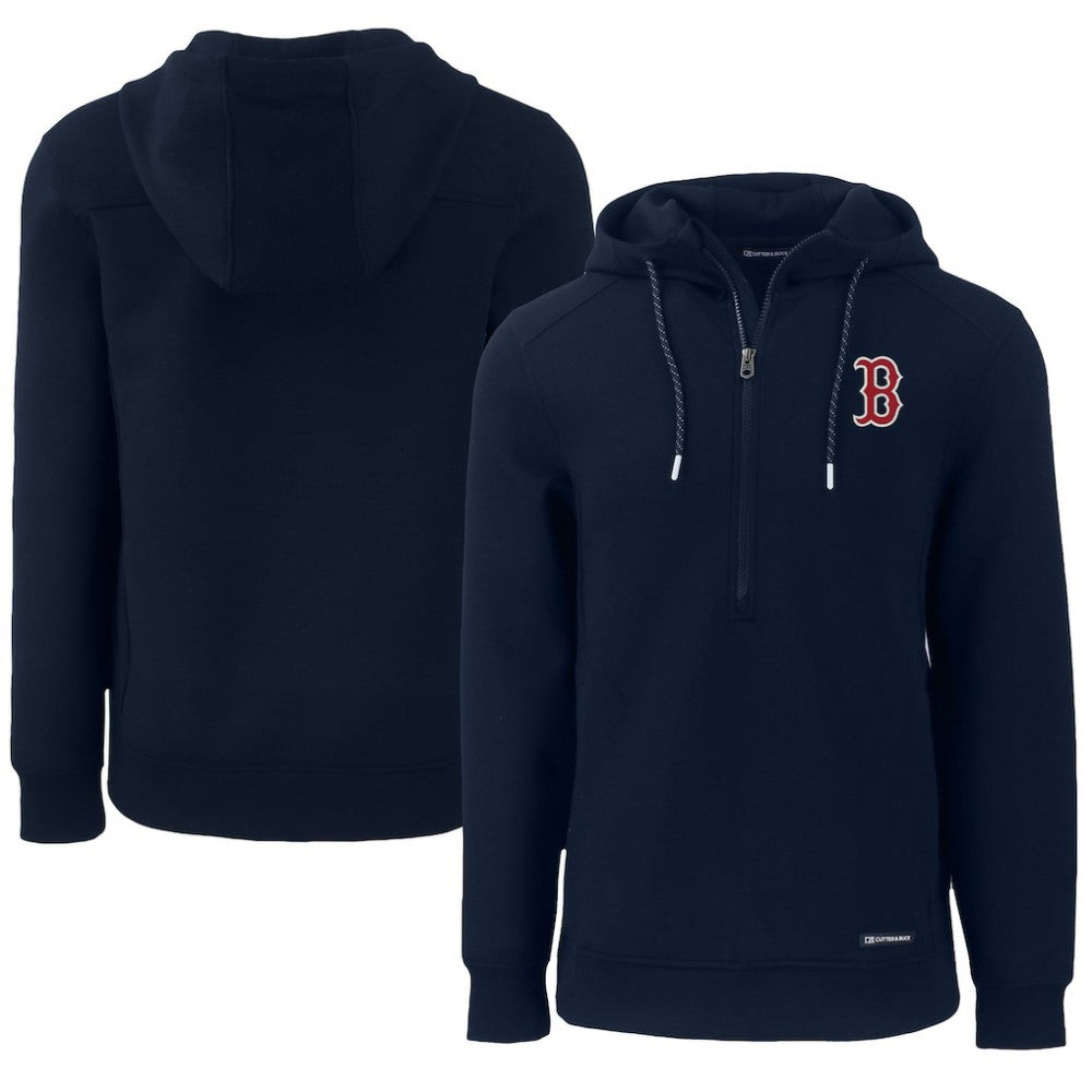 Boston Red Sox Cutter & Buck Roam Eco Half-Zip Recycled Pullover Hoodie - MLB Hoodies