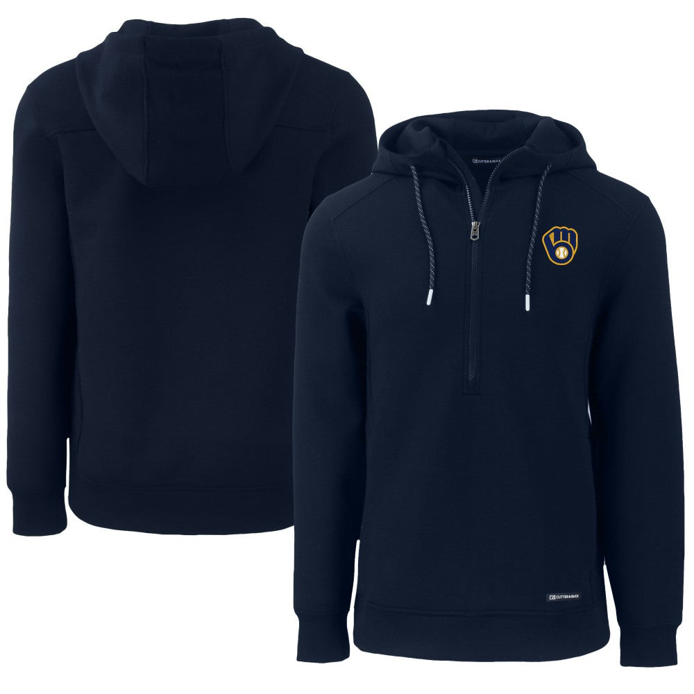 Milwaukee Brewers Cutter & Buck Roam Eco Half-Zip Recycled Pullover Hoodie - MLB Hoodies