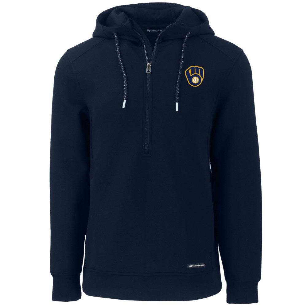 Milwaukee Brewers Cutter & Buck Roam Eco Half-Zip Recycled Pullover Hoodie - MLB Hoodies