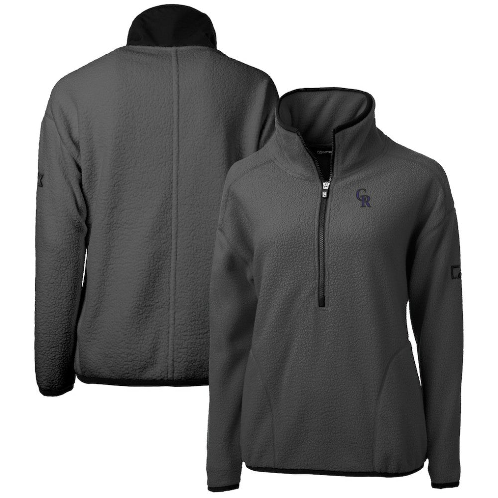 Colorado Rockies Cutter & Buck Women's Roam Cascade Eco Sherpa Fleece Half-Zip Pullover Jacket - MLB Jackets