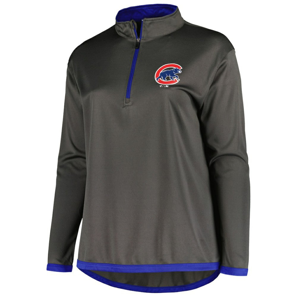 Chicago Cubs Profile Women's Plus Size Quarter-Zip Jacket - MLB Jackets