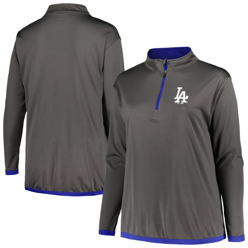 Los Angeles Dodgers Profile Women's Plus Size Quarter-Zip Jacket - MLB Jackets