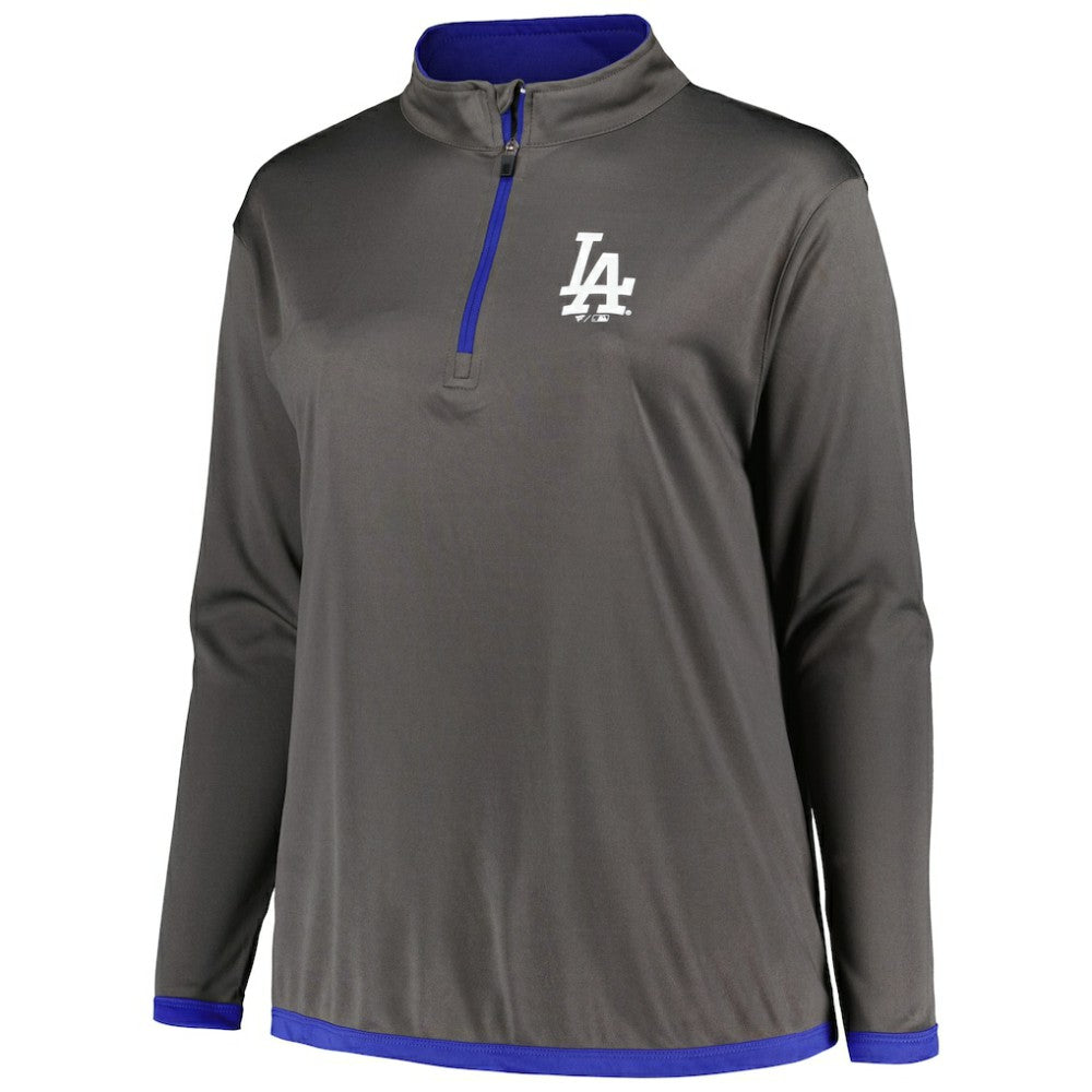 Los Angeles Dodgers Profile Women's Plus Size Quarter-Zip Jacket - MLB Jackets