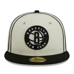 Cream/Black Brooklyn Nets Piping 2-Tone 59FIFTY Fitted Hat | NBA