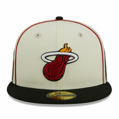Cream/Black Miami Heat Piping 2-Tone 59FIFTY Fitted Hat | NBA
