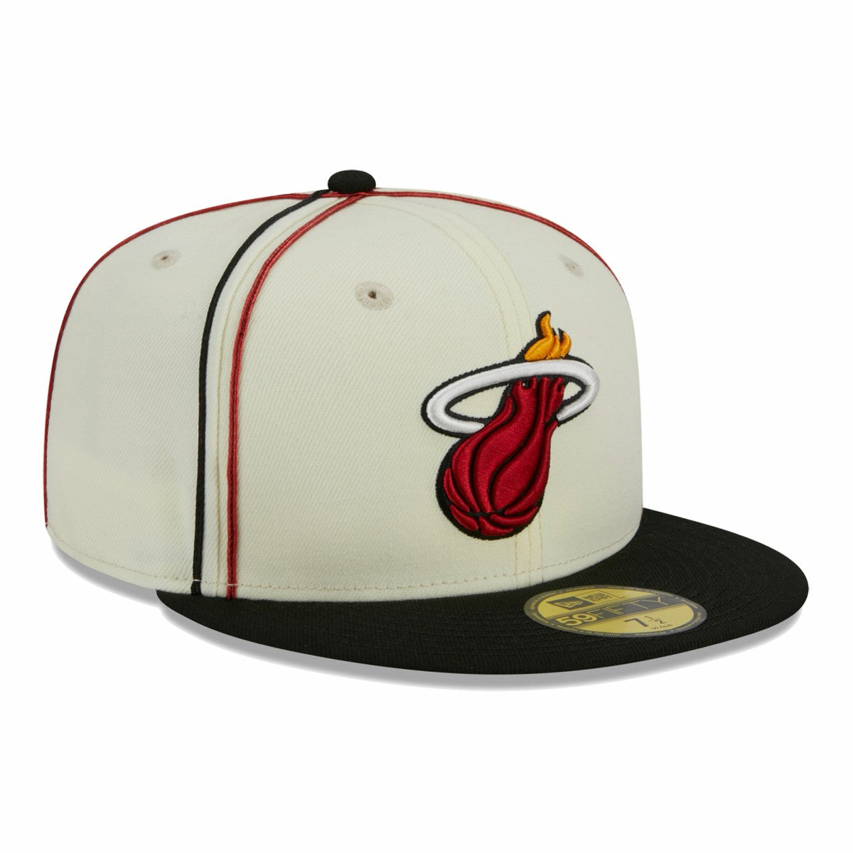 Cream/Black Miami Heat Piping 2-Tone 59FIFTY Fitted Hat | NBA