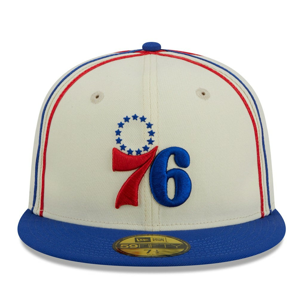 Cream/Royal Philadelphia 76ers Piping 2-Tone 59FIFTY Fitted Hat | NBA