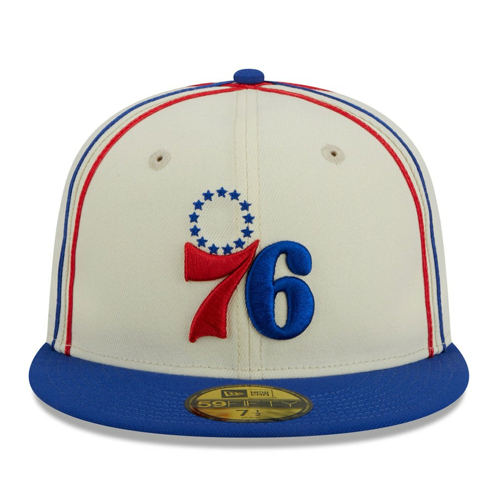 Cream/Royal Philadelphia 76ers Piping 2-Tone 59FIFTY Fitted Hat | NBA