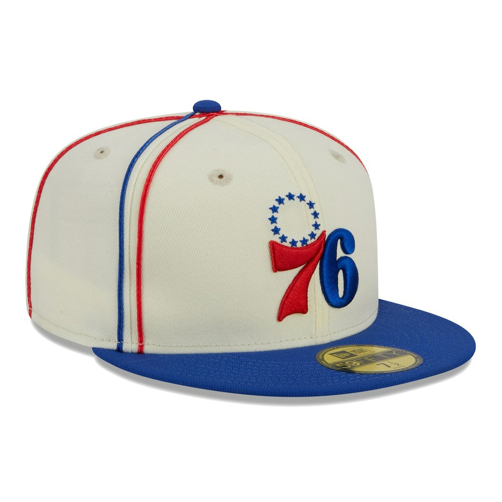 Cream/Royal Philadelphia 76ers Piping 2-Tone 59FIFTY Fitted Hat | NBA