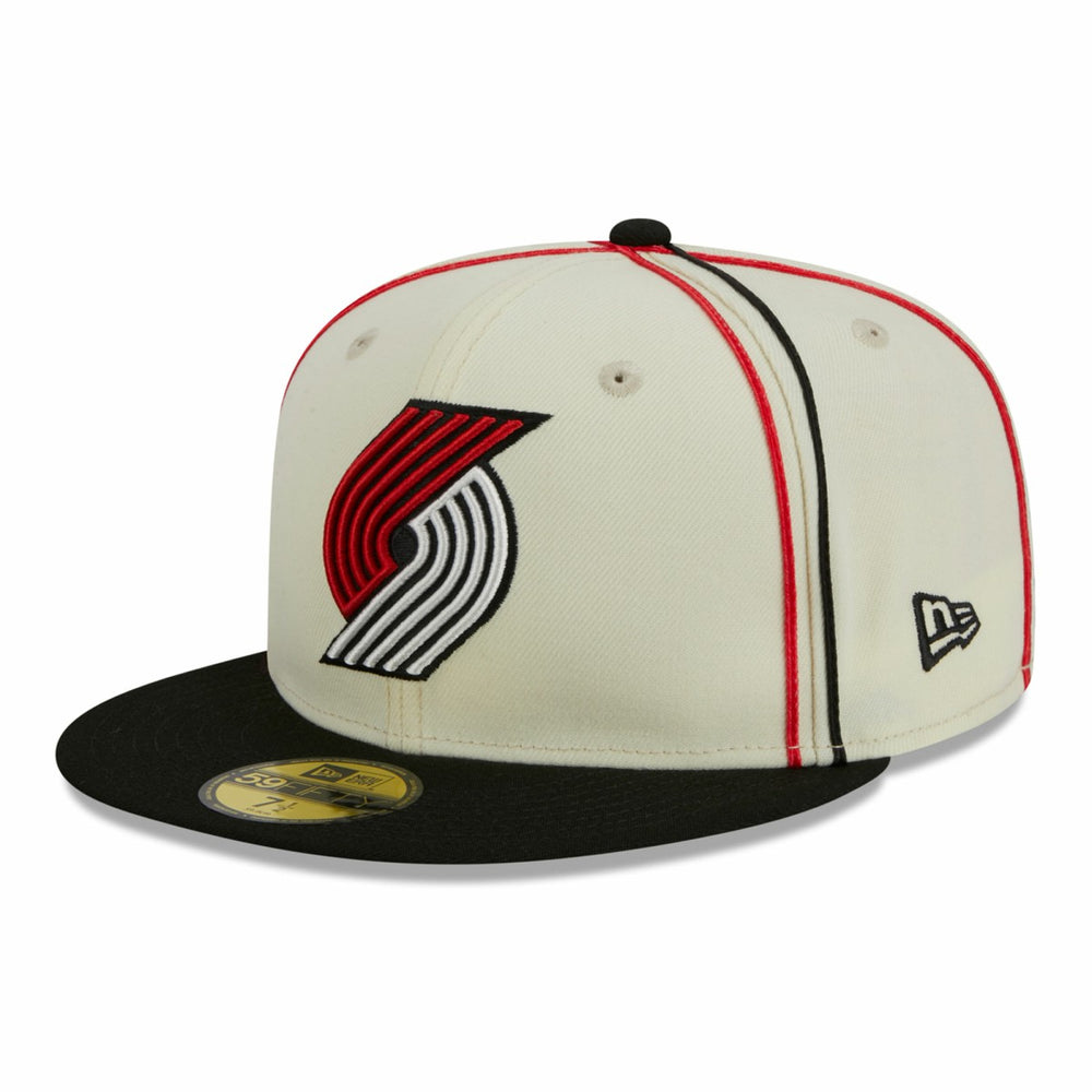 Cream/Black Portland Trail Blazers Piping 2-Tone 59FIFTY Fitted Hat | NBA