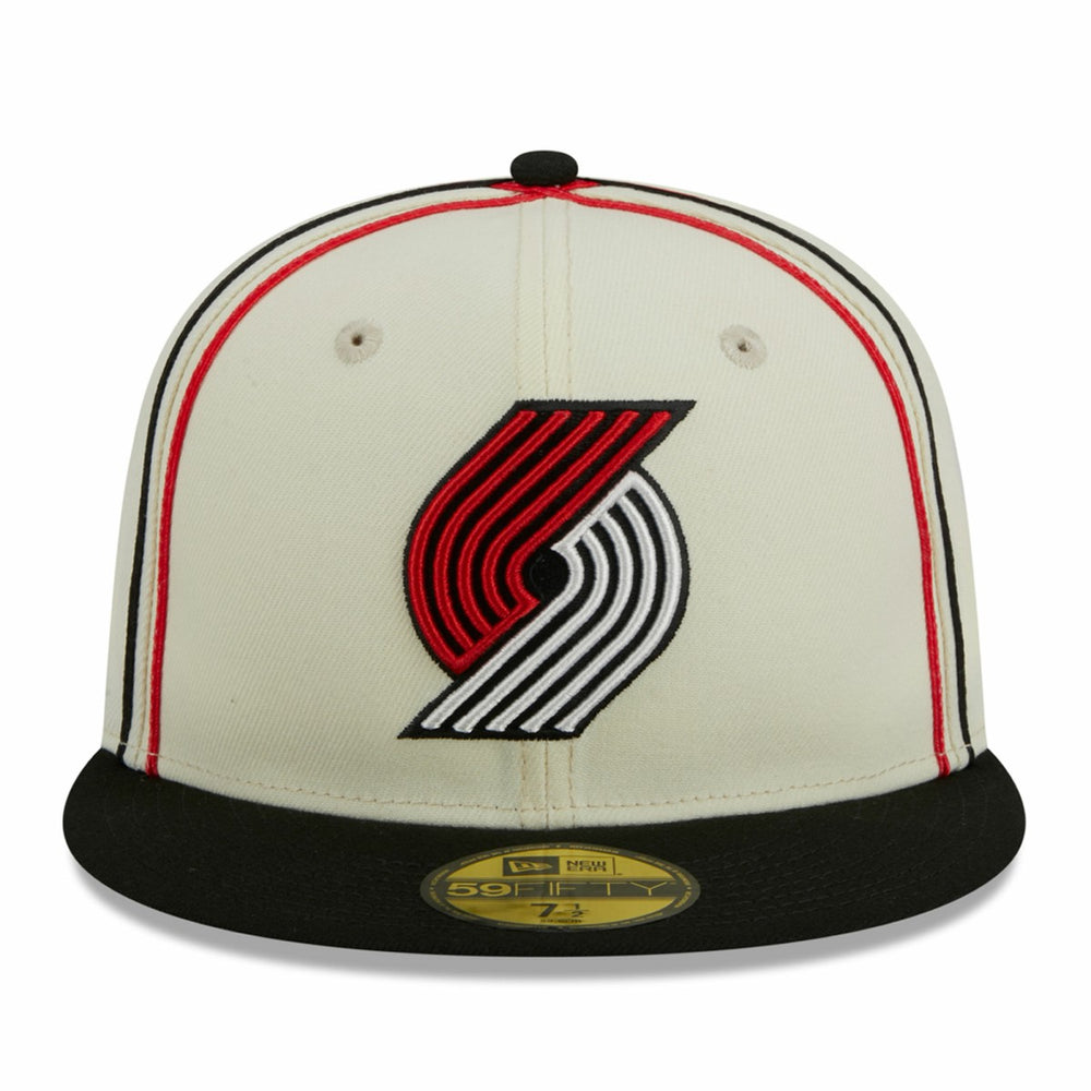 Cream/Black Portland Trail Blazers Piping 2-Tone 59FIFTY Fitted Hat | NBA
