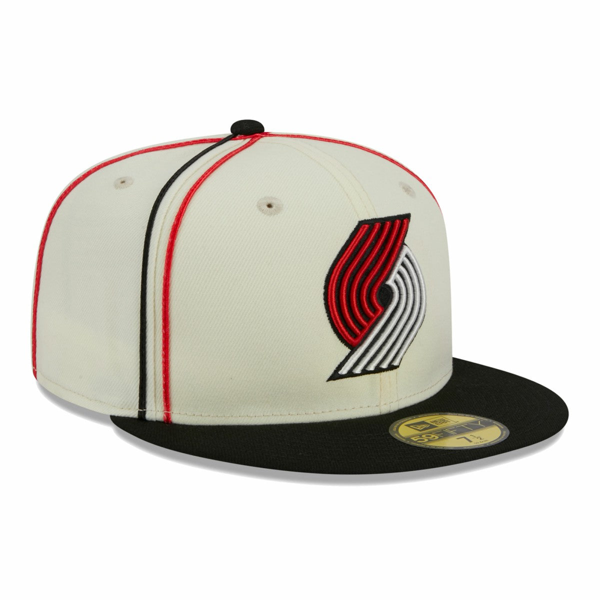 Cream/Black Portland Trail Blazers Piping 2-Tone 59FIFTY Fitted Hat | NBA