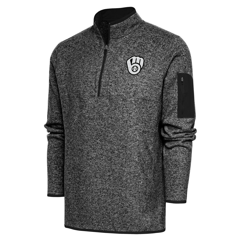 Milwaukee Brewers Antigua Metallic Fortune Quarter-Zip Pullover Jacket - MLB Jackets