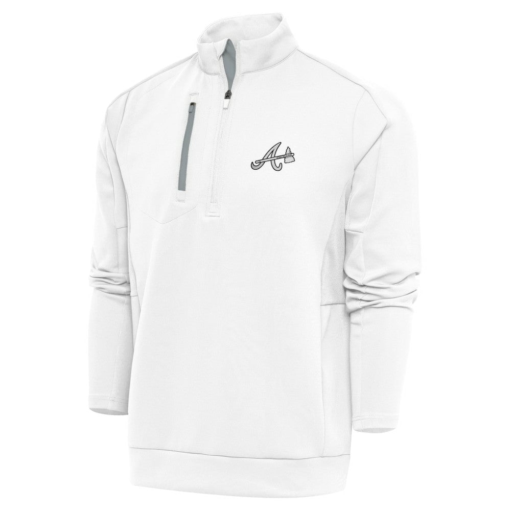 Atlanta Braves Antigua Metallic Generation Quarter-Zip Pullover Top - MLB Pullover