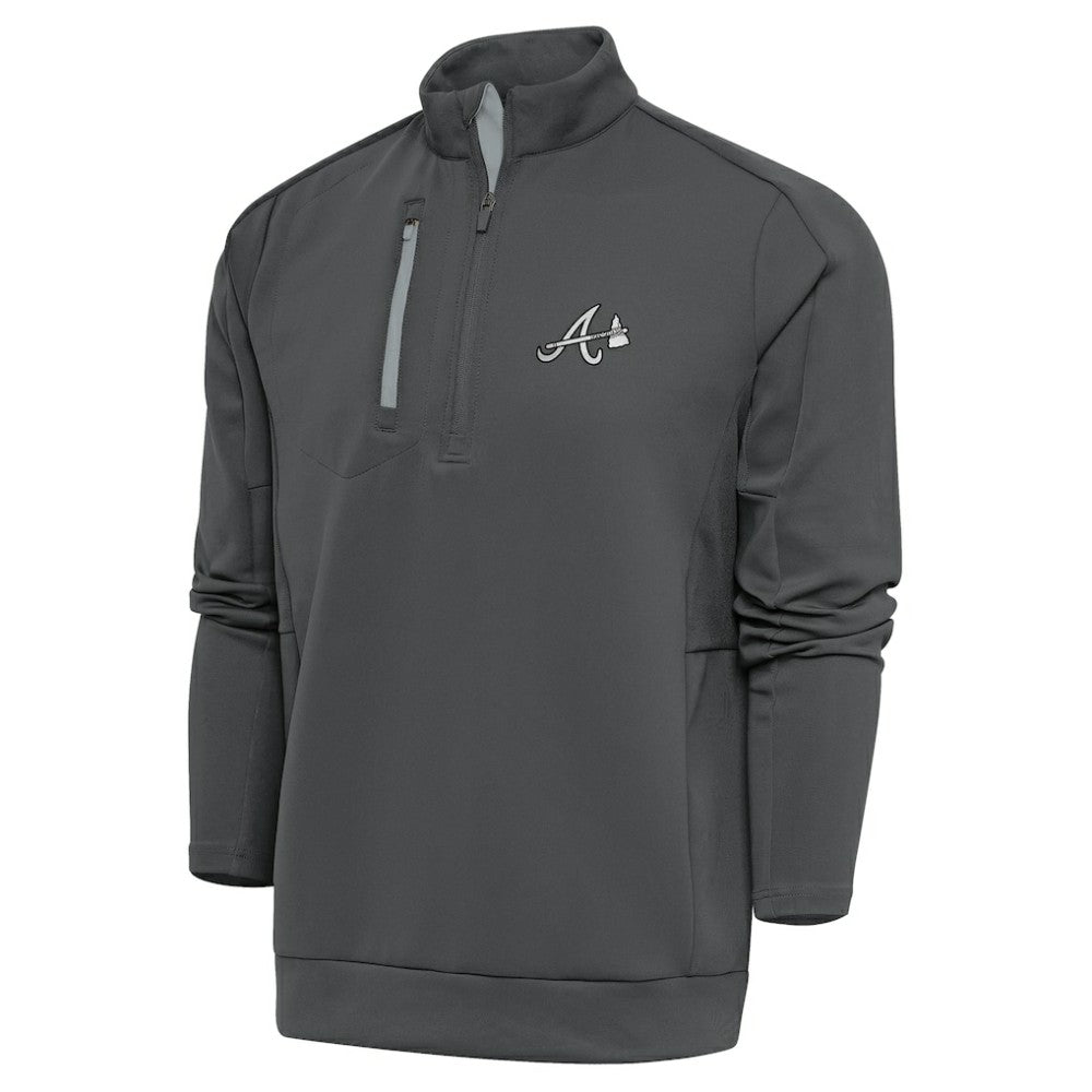 Atlanta Braves Antigua Metallic Generation Quarter-Zip Pullover Top - MLB Pullover