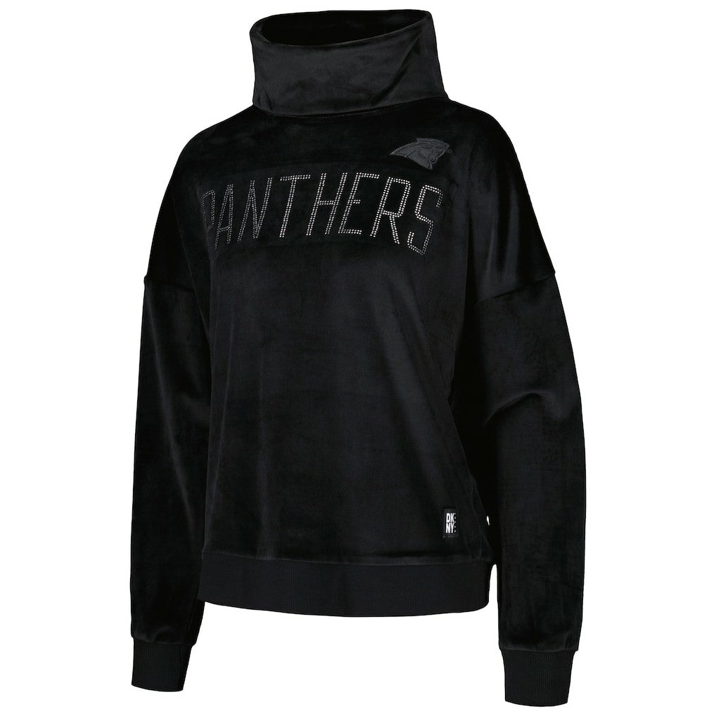 Carolina Panthers DKNY Sport Women's Deliliah Rhinestone Funnel Neck Pullover Sweatshirt | NFL Outlet