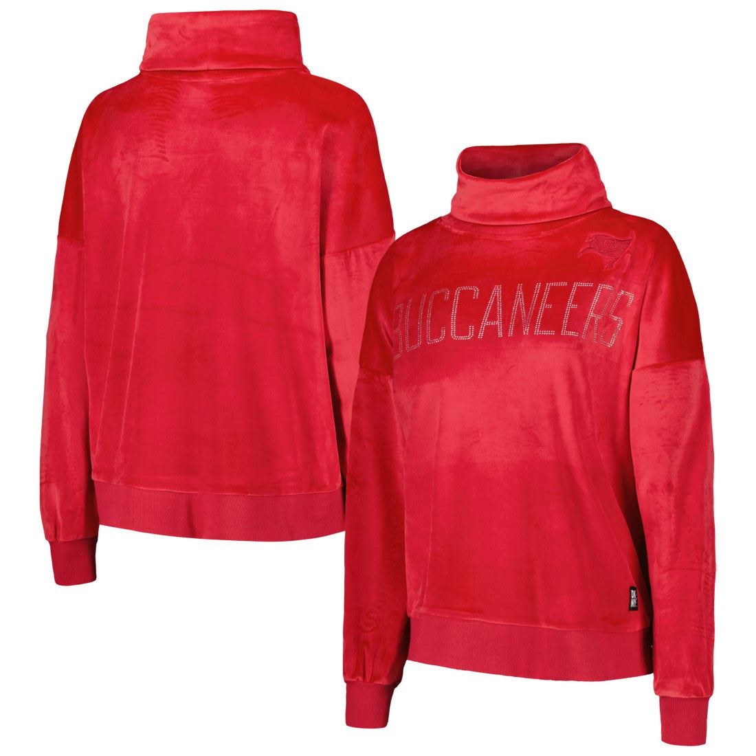 Tampa Bay Buccaneers DKNY Sport Women's Deliliah Rhinestone Funnel Neck Pullover Sweatshirt | NFL Discount
