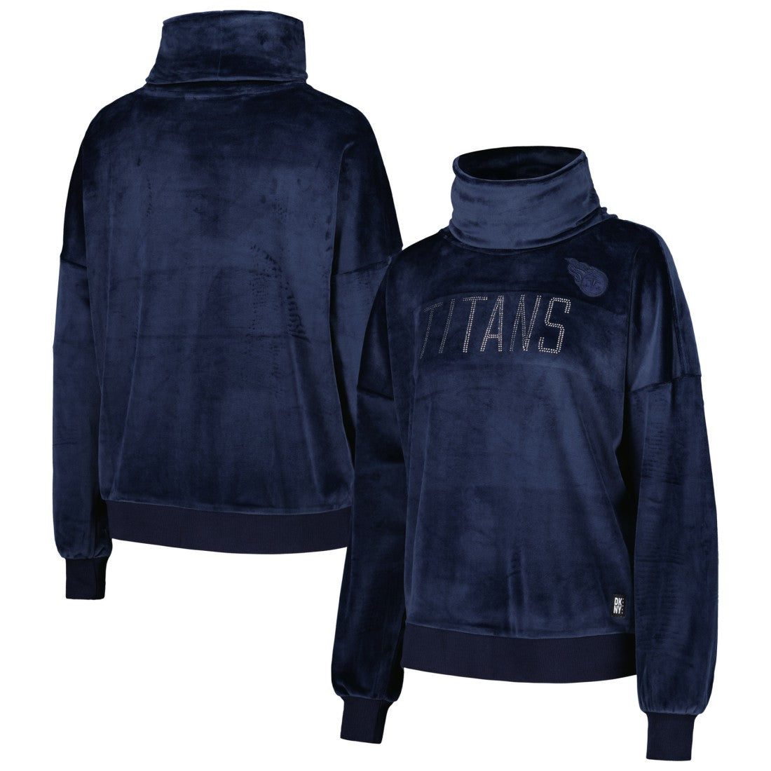 Tennessee Titans DKNY Sport Women's Deliliah Rhinestone Funnel Neck Pullover Sweatshirt | NFL Outlet