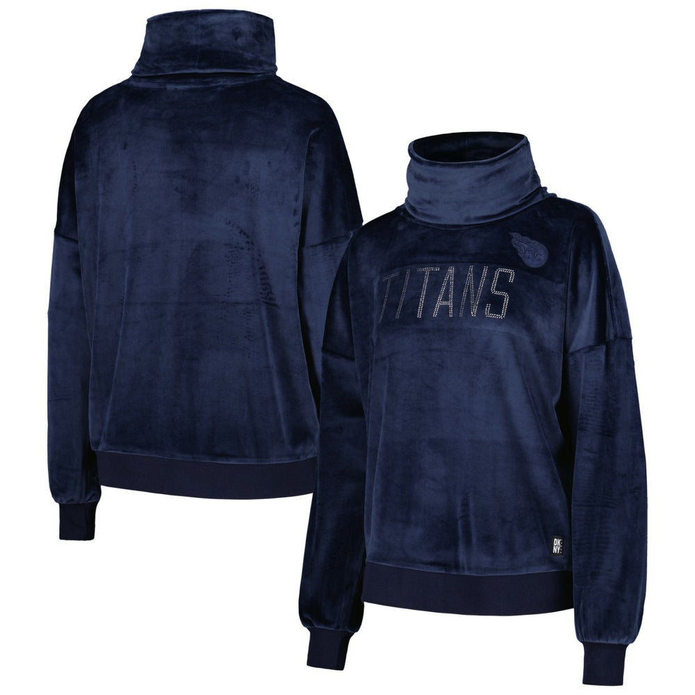 Tennessee Titans DKNY Sport Women's Deliliah Rhinestone Funnel Neck Pullover Sweatshirt | NFL Outlet