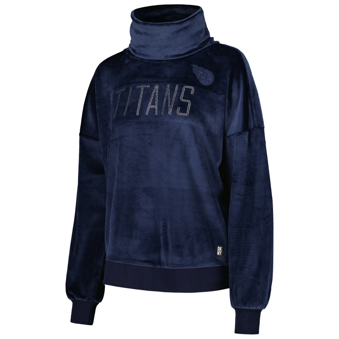 Tennessee Titans DKNY Sport Women's Deliliah Rhinestone Funnel Neck Pullover Sweatshirt | NFL Outlet