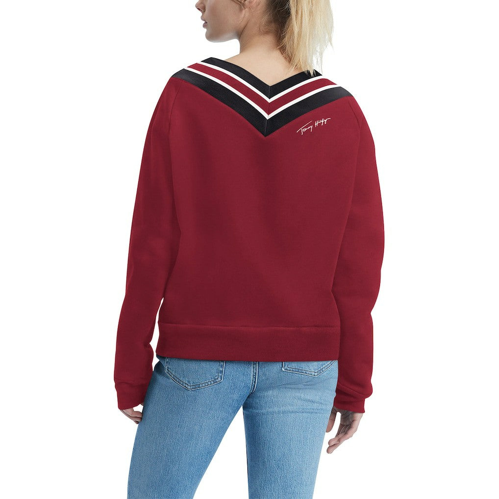 Arizona Cardinals Tommy Hilfiger Women's Heidi V-Neck Pullover Sweatshirt | NFL Outlet