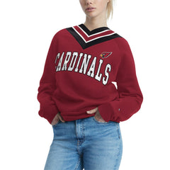 Arizona Cardinals Tommy Hilfiger Women's Heidi V-Neck Pullover Sweatshirt | NFL Outlet