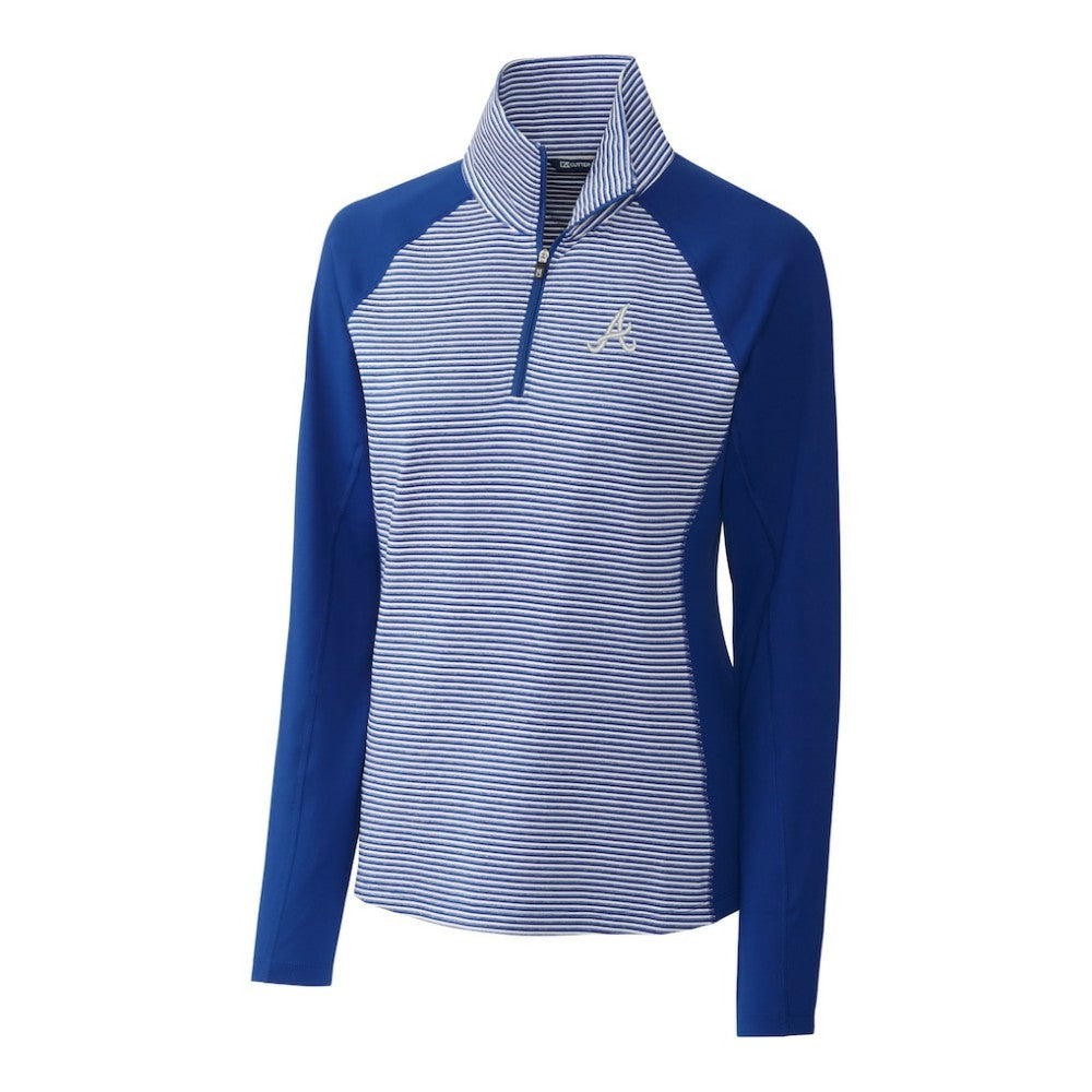Atlanta Braves Cutter & Buck Women's DryTec Forge Tonal Stripe Half-Zip Top - MLB Tops