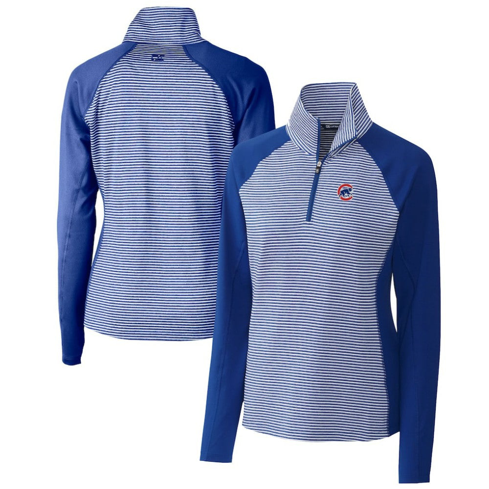 Chicago Cubs Cutter & Buck Women's DryTec Forge Tonal Stripe Half-Zip Top - MLB Tops