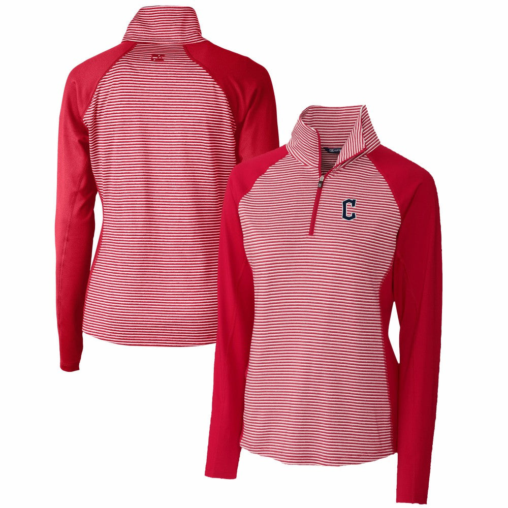 Cleveland Guardians Cutter & Buck Women's DryTec Forge Tonal Stripe Half-Zip Top - MLB Tops